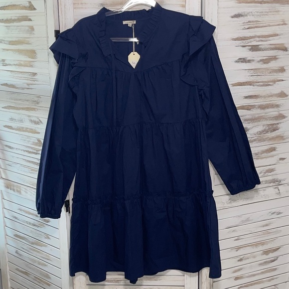 NWT JODIFL Navy Ruffle Dress - Picture 1 of 6